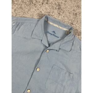 Tommy Bahama Silk Shirt Mens Large Hawaiian Camp Collar Floral Resort Vacation